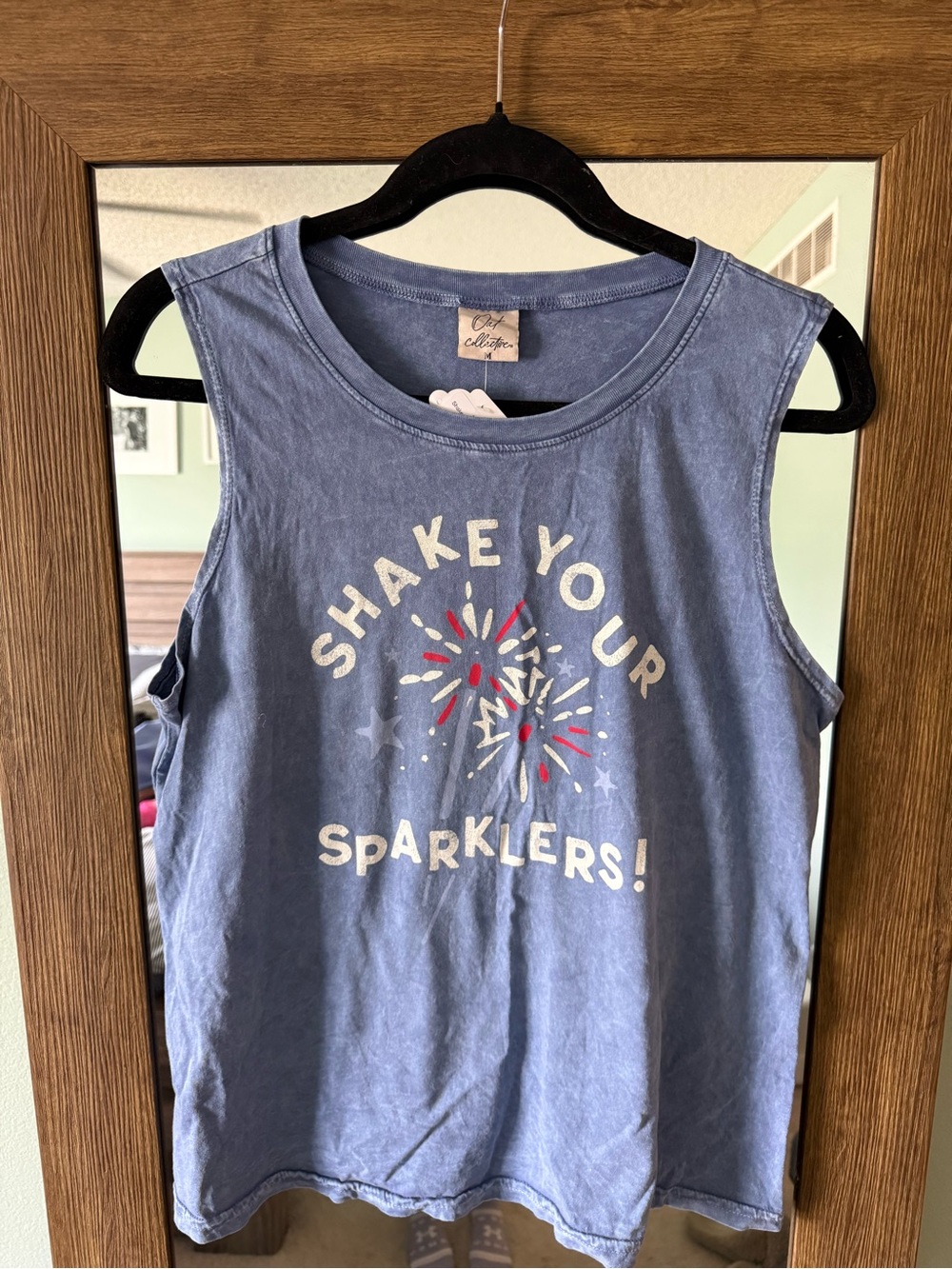 Blue Graphic Tank Top "Shake Your Sparklers"